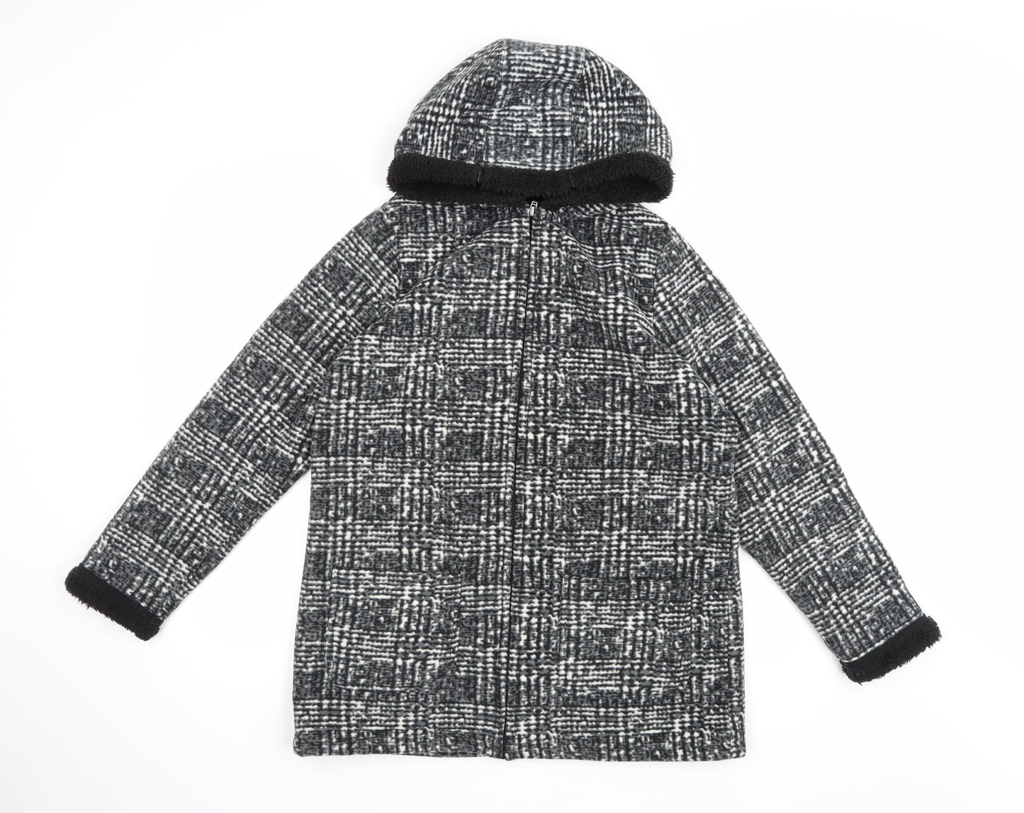 Preworn Womens Green Check Fleece Full Zip Hoodie Size S