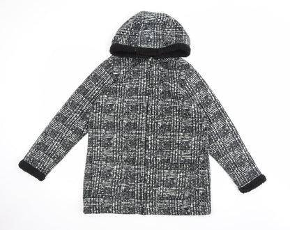 Preworn Womens Green Check Fleece Full Zip Hoodie Size S