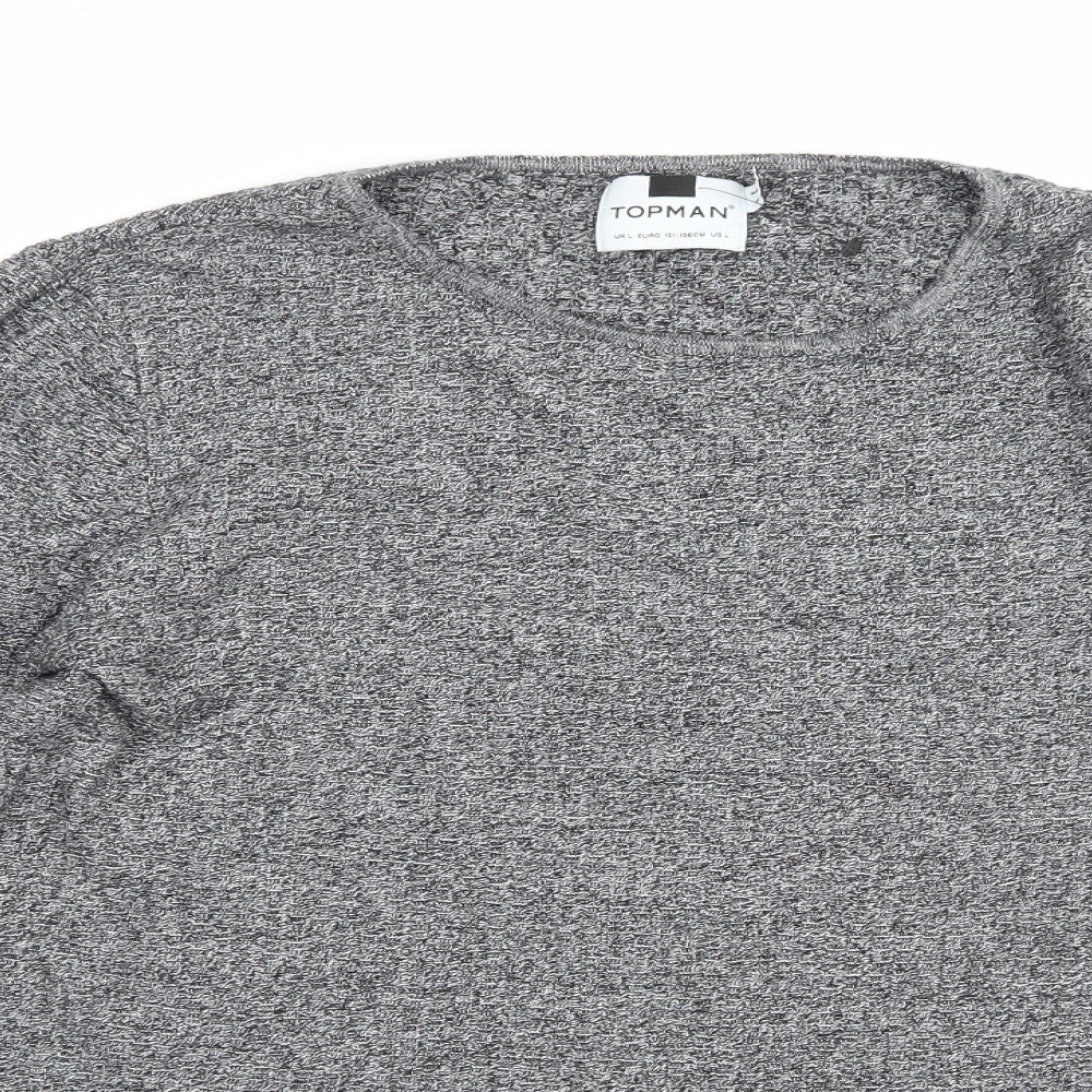 Topman Mens Grey  Knit Pullover Jumper Size L