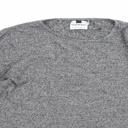 Topman Mens Grey  Knit Pullover Jumper Size L