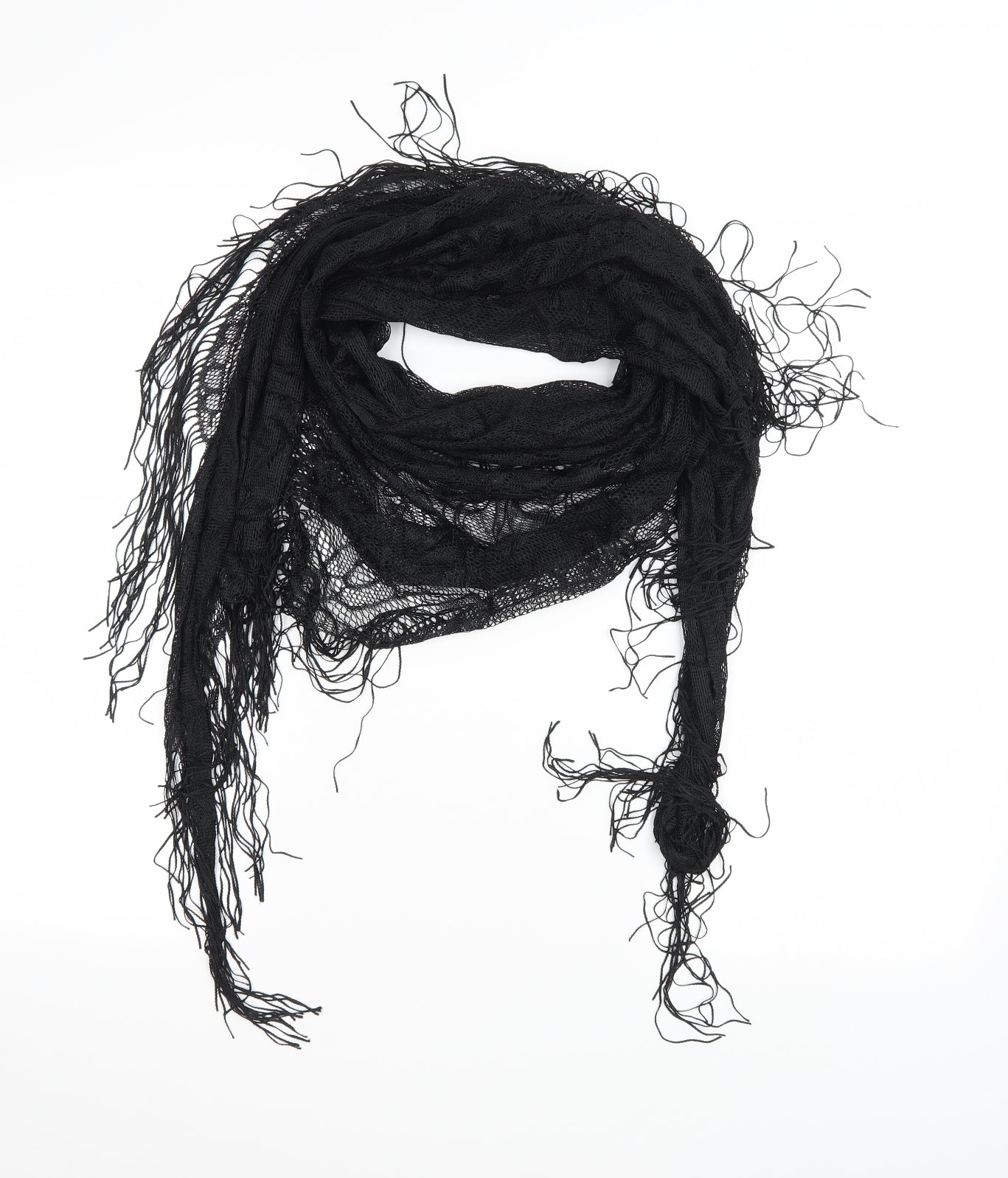 Preworn Womens Black Floral Knit  Scarf
