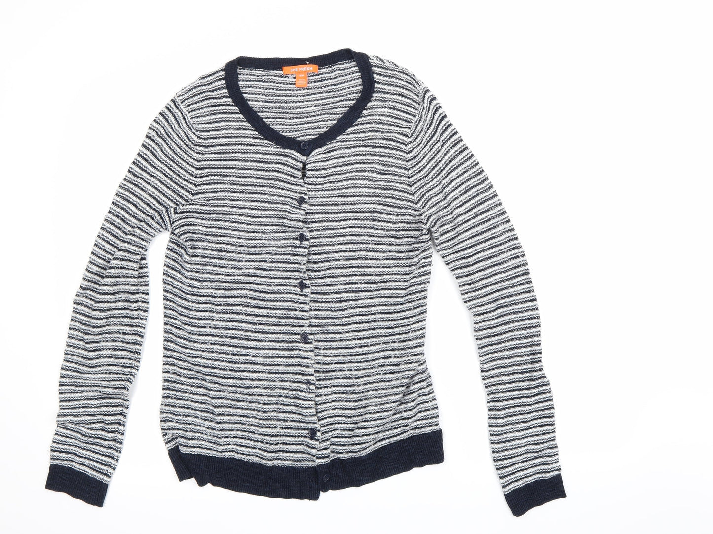Joe Fresh Womens White Striped  Cardigan Jumper Size 12