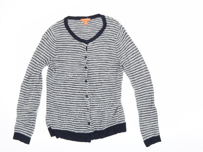 Joe Fresh Womens White Striped  Cardigan Jumper Size 12
