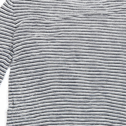 Joe Fresh Womens White Striped  Cardigan Jumper Size 12
