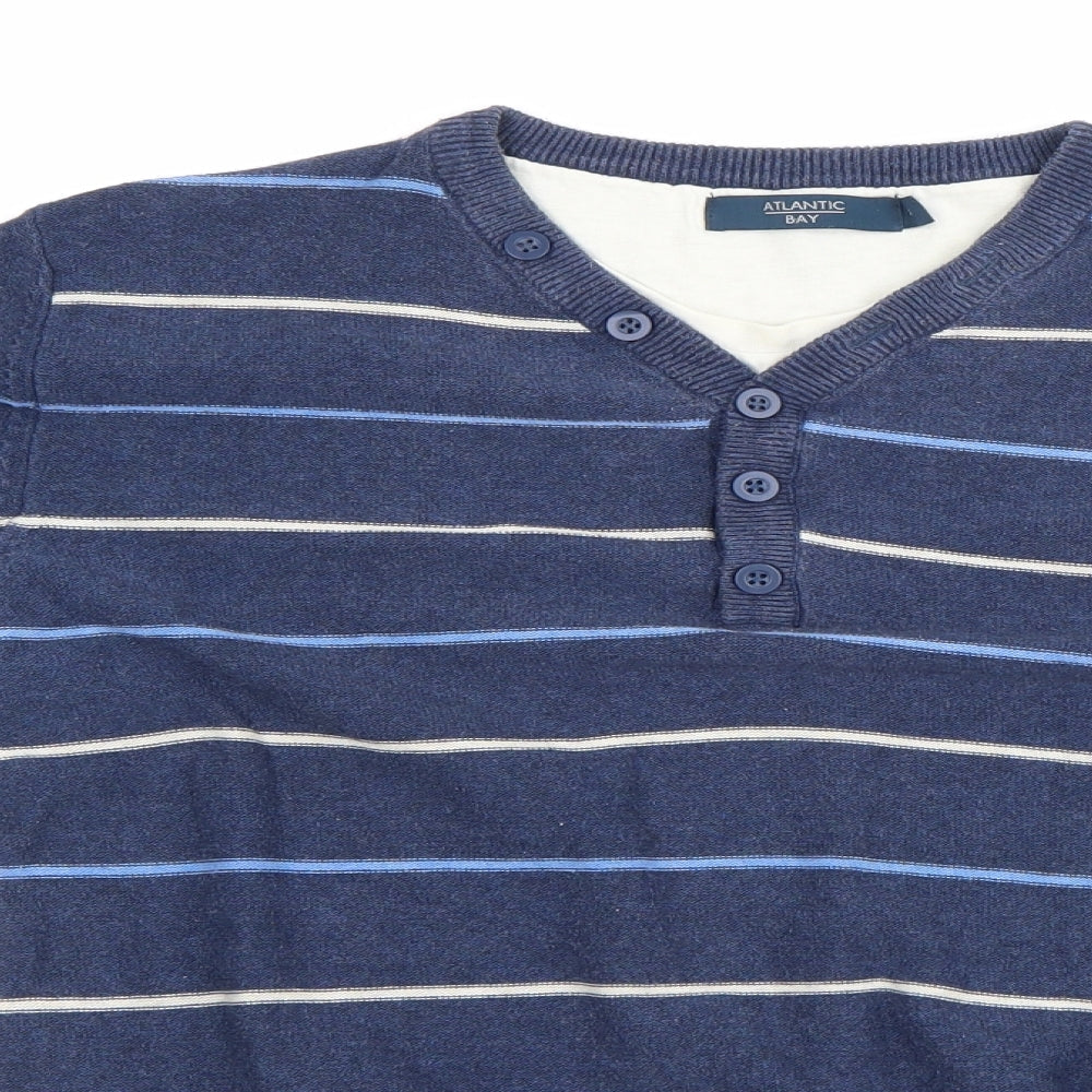 Mens UK Size S Atlantic Bay Blue Pullover Sweatshirt