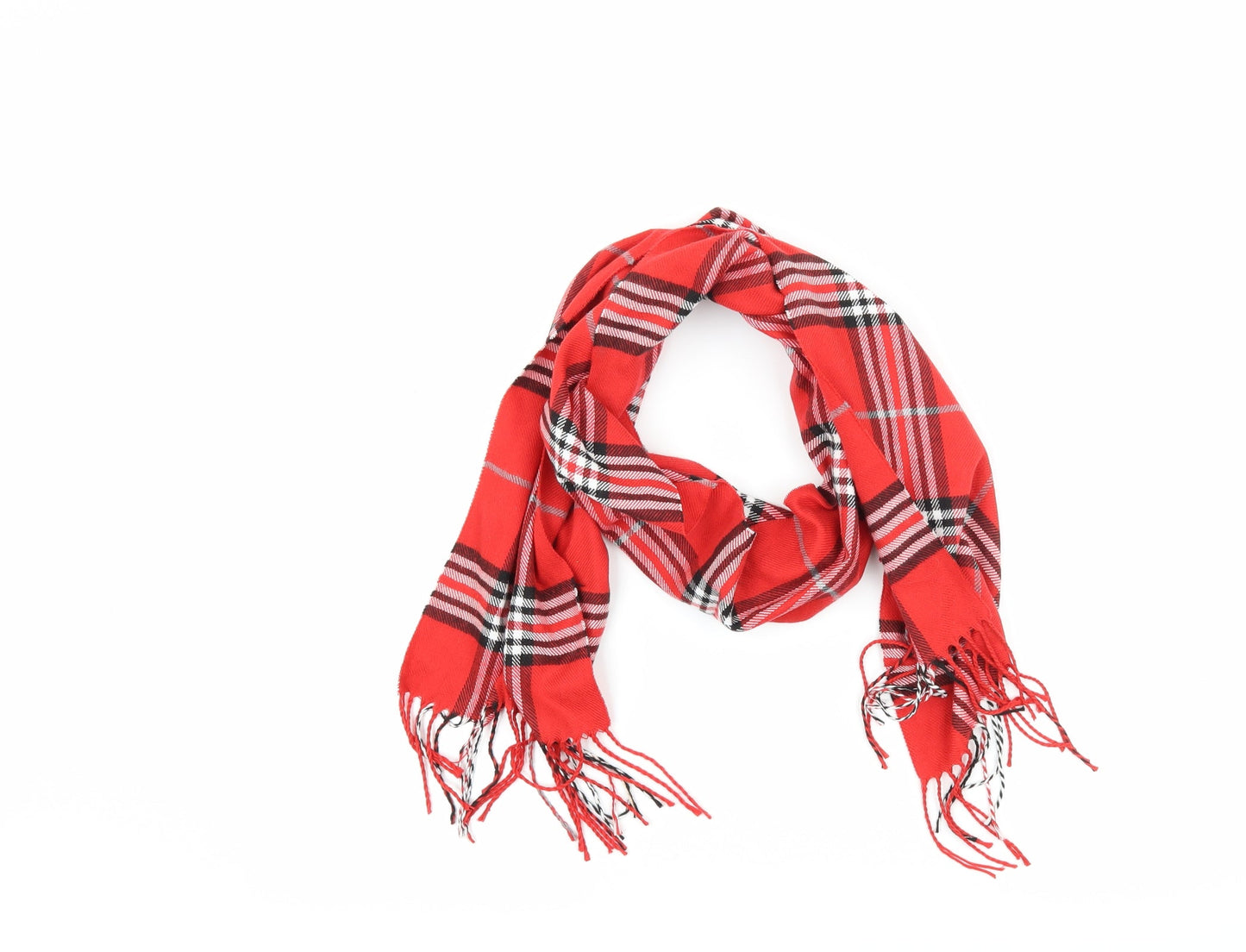Preworn Womens Red Check   Scarf