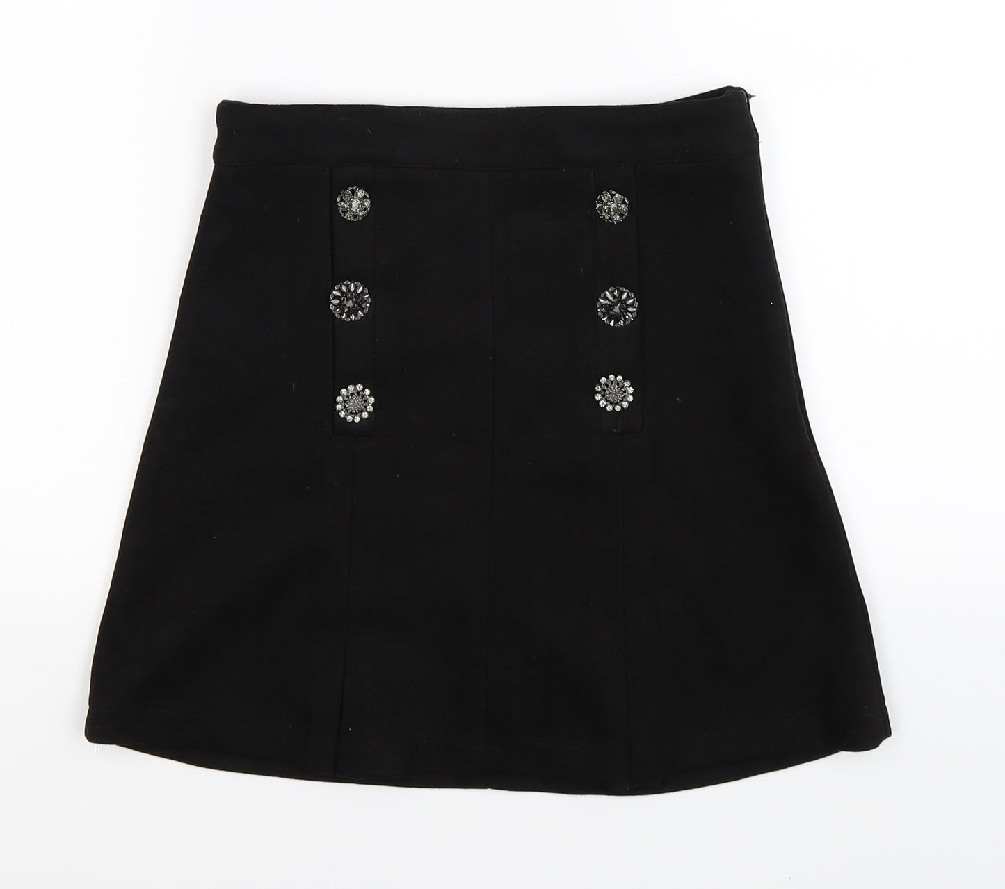 a collection Womens Black  Velour Pleated Skirt Size S