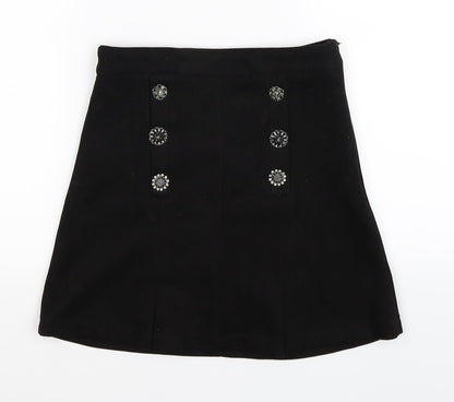 a collection Womens Black  Velour Pleated Skirt Size S