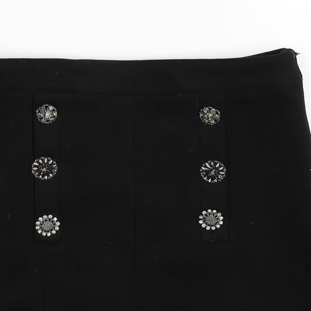 a collection Womens Black  Velour Pleated Skirt Size S