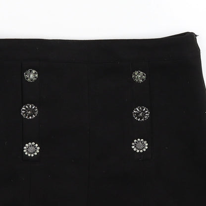 a collection Womens Black  Velour Pleated Skirt Size S