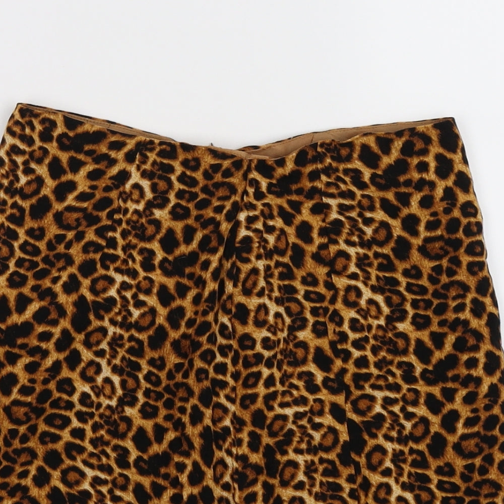 daisy strees Womens Brown Animal Print  Pleated Skirt Size 6
