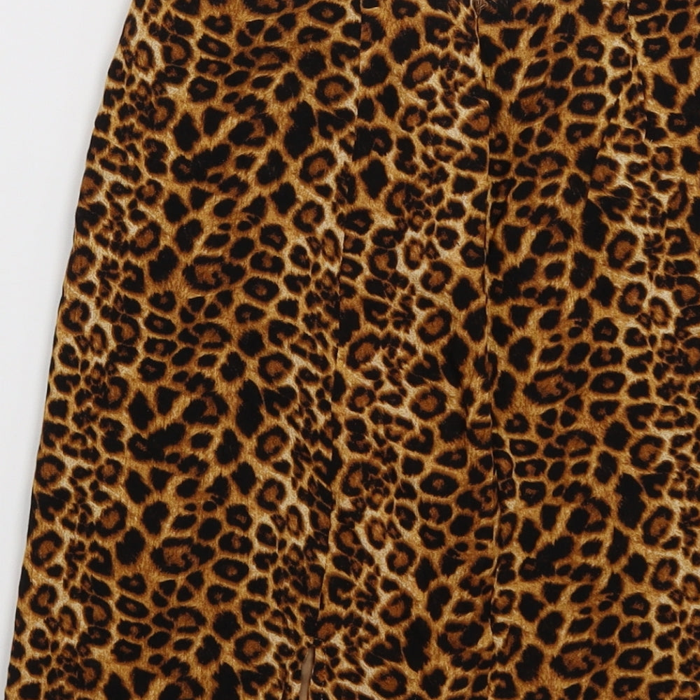 daisy strees Womens Brown Animal Print  Pleated Skirt Size 6