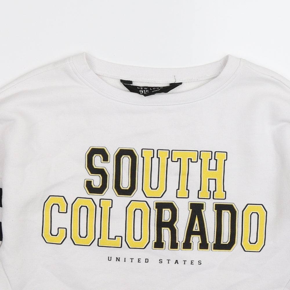 New Look Girls White Striped Jersey Pullover Sweatshirt Size 10-11 Years  - SOUTH COLORADO