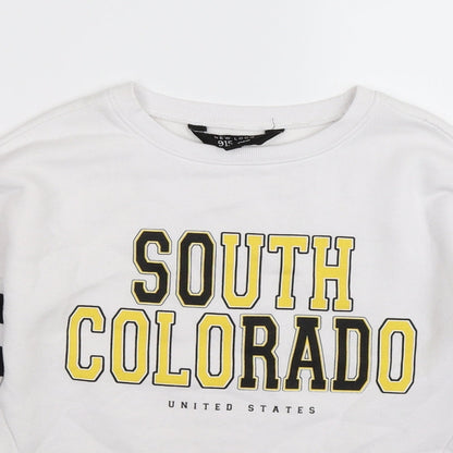 New Look Girls White Striped Jersey Pullover Sweatshirt Size 10-11 Years  - SOUTH COLORADO