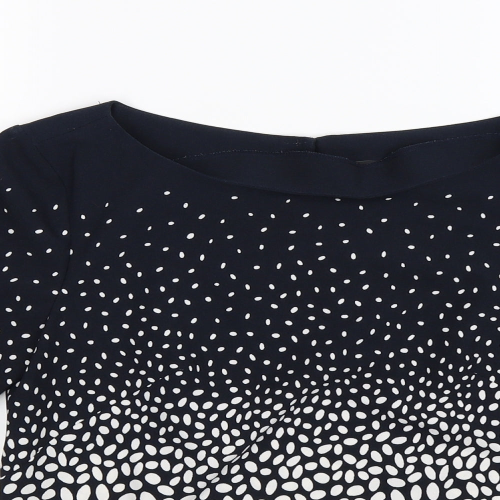 Ann Taylor Womens Blue Polka Dot  Basic Blouse Size S