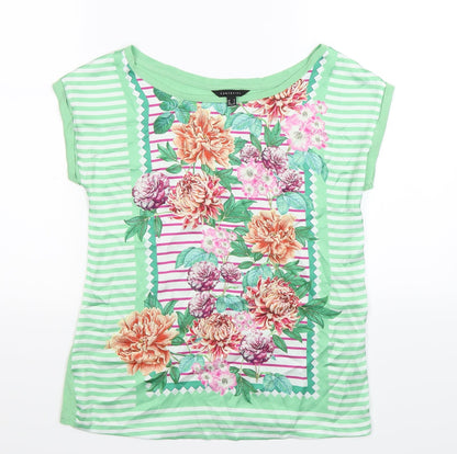 Cortefiel Womens Green Floral Satin Tunic T-Shirt Size XS