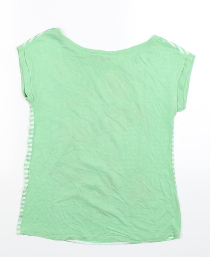 Cortefiel Womens Green Floral Satin Tunic T-Shirt Size XS
