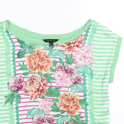 Cortefiel Womens Green Floral Satin Tunic T-Shirt Size XS