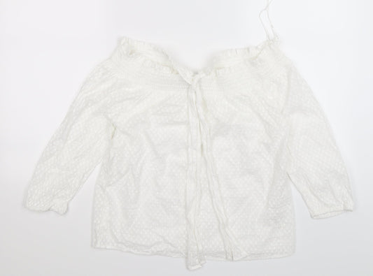 Primark Womens White Polka Dot  Tunic T-Shirt Size 12