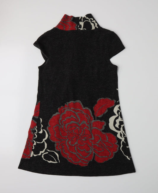 Quiz Womens Grey Floral Jersey A-Line  Size 10