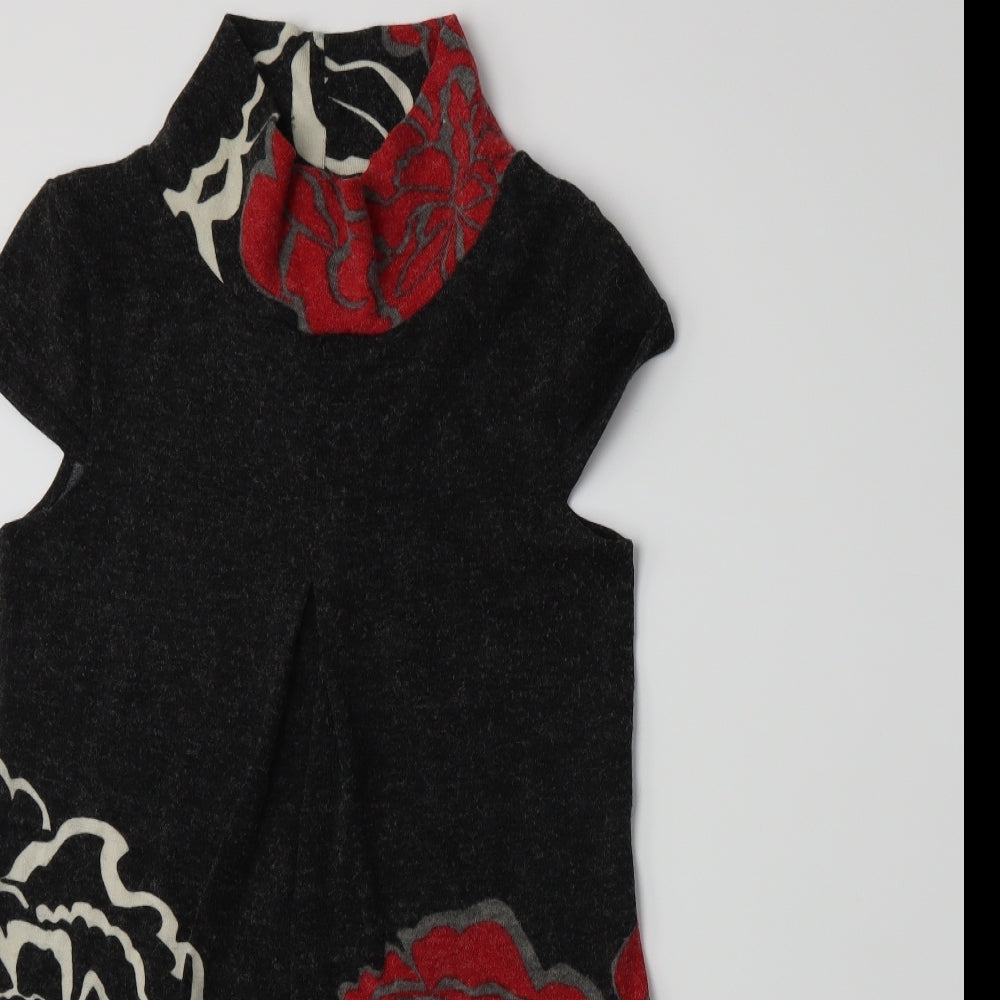 Quiz Womens Grey Floral Jersey A-Line  Size 10