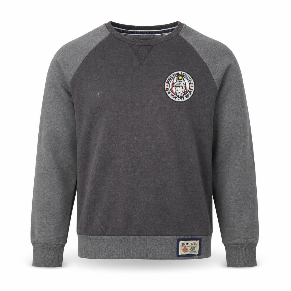 Mens UK Size S Brave Soul Grey Pullover Sweatshirt