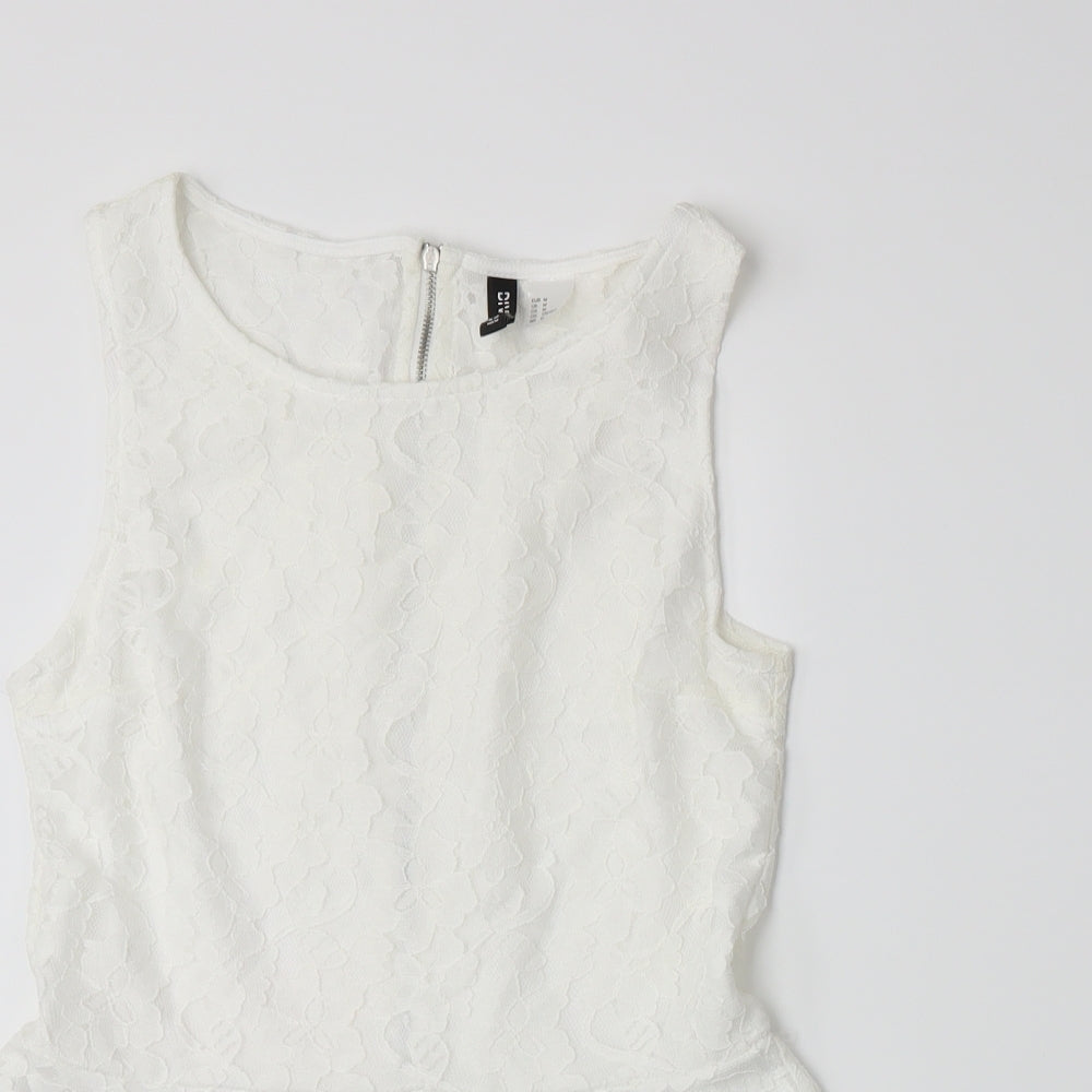 Womens UK Size M Divided by H&M White Basic Tank