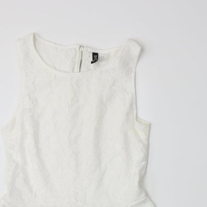 Womens UK Size M Divided by H&M White Basic Tank