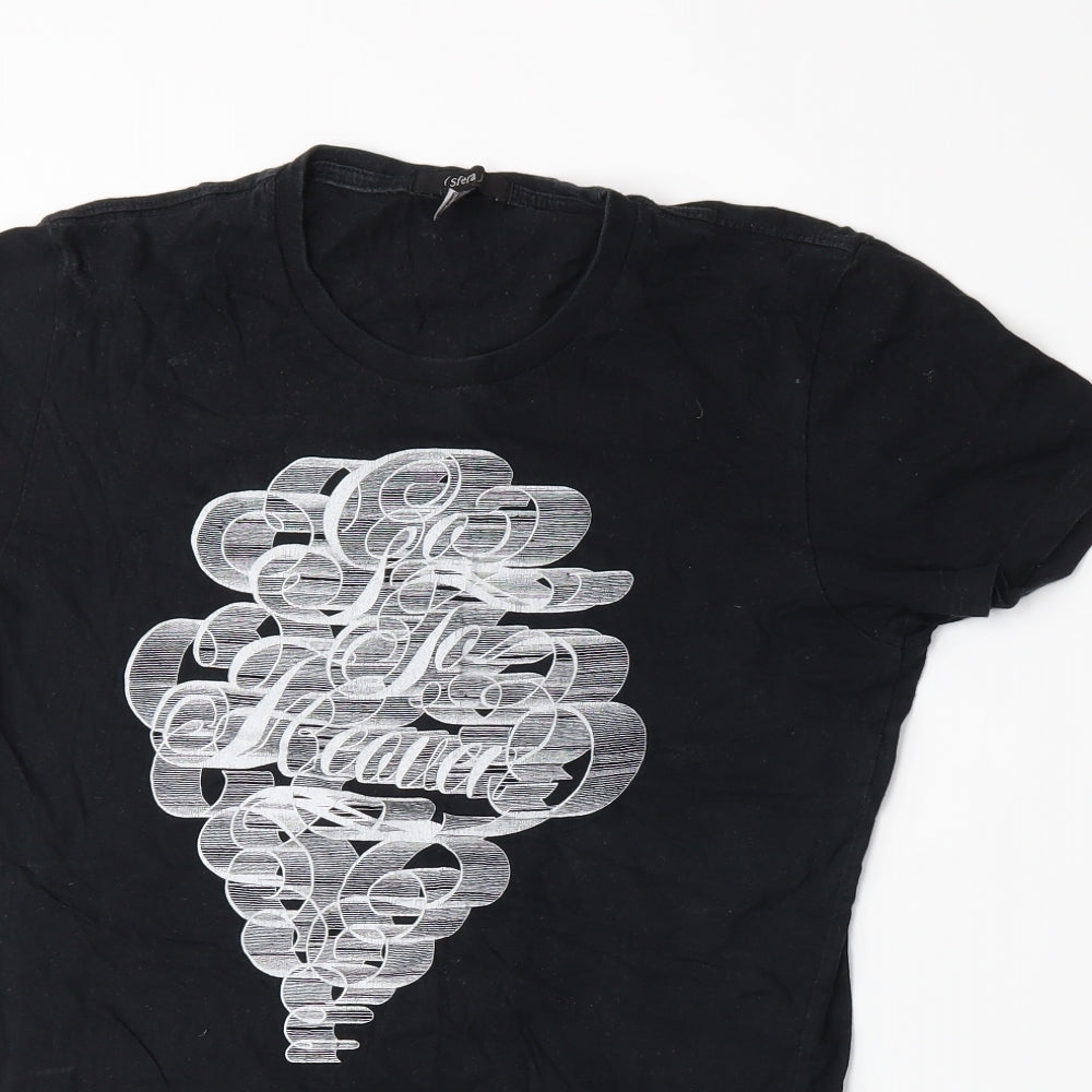 Womens UK Size S Sfera Black Basic T-Shirt