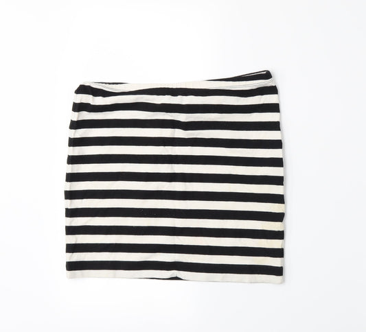 H&M Womens Black Striped  A-Line Skirt Size S