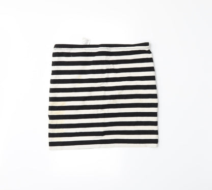H&M Womens Black Striped  A-Line Skirt Size S