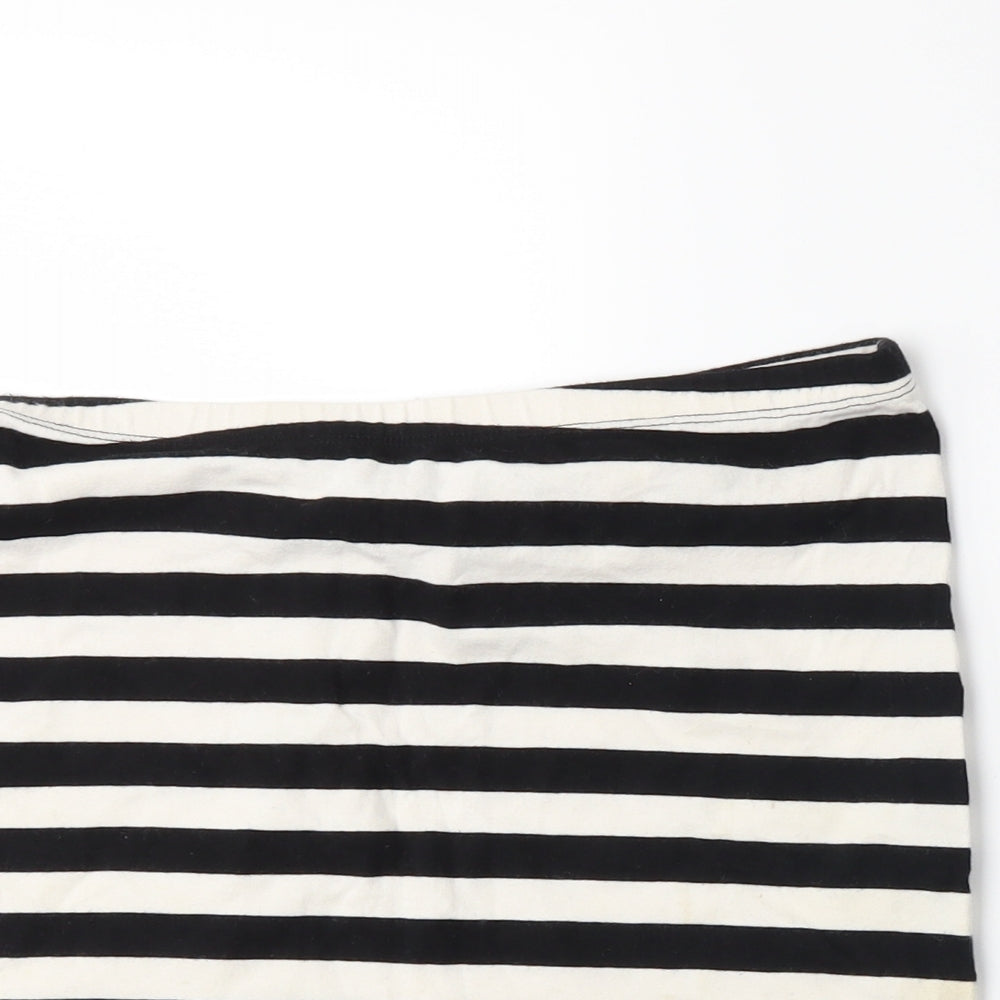 H&M Womens Black Striped  A-Line Skirt Size S