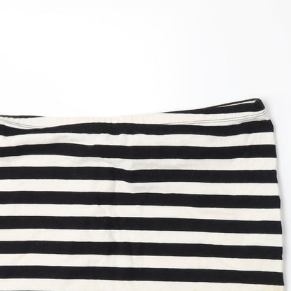 H&M Womens Black Striped  A-Line Skirt Size S
