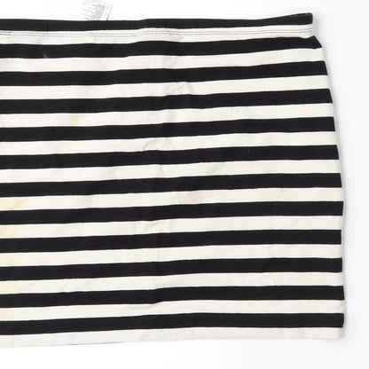H&M Womens Black Striped  A-Line Skirt Size S