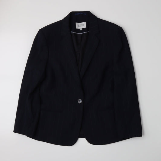 NEXT Womens Blue Pinstripe  Jacket Blazer Size 14
