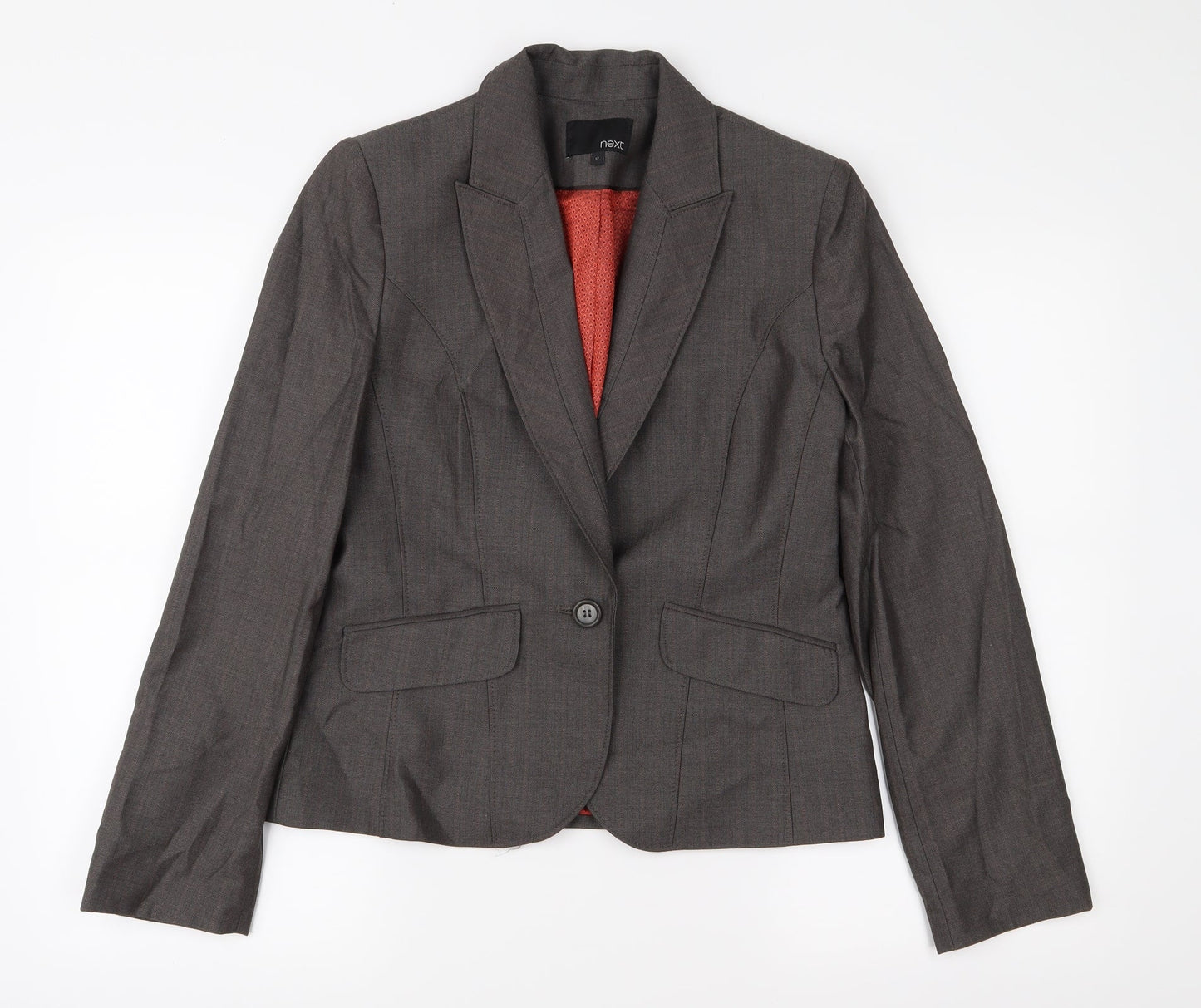 NEXT Womens Brown Striped  Jacket Suit Jacket Size 12