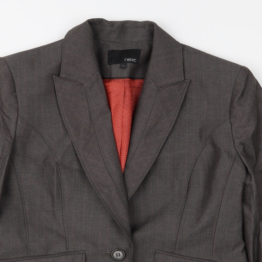 NEXT Womens Brown Striped  Jacket Suit Jacket Size 12