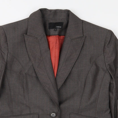 NEXT Womens Brown Striped  Jacket Suit Jacket Size 12