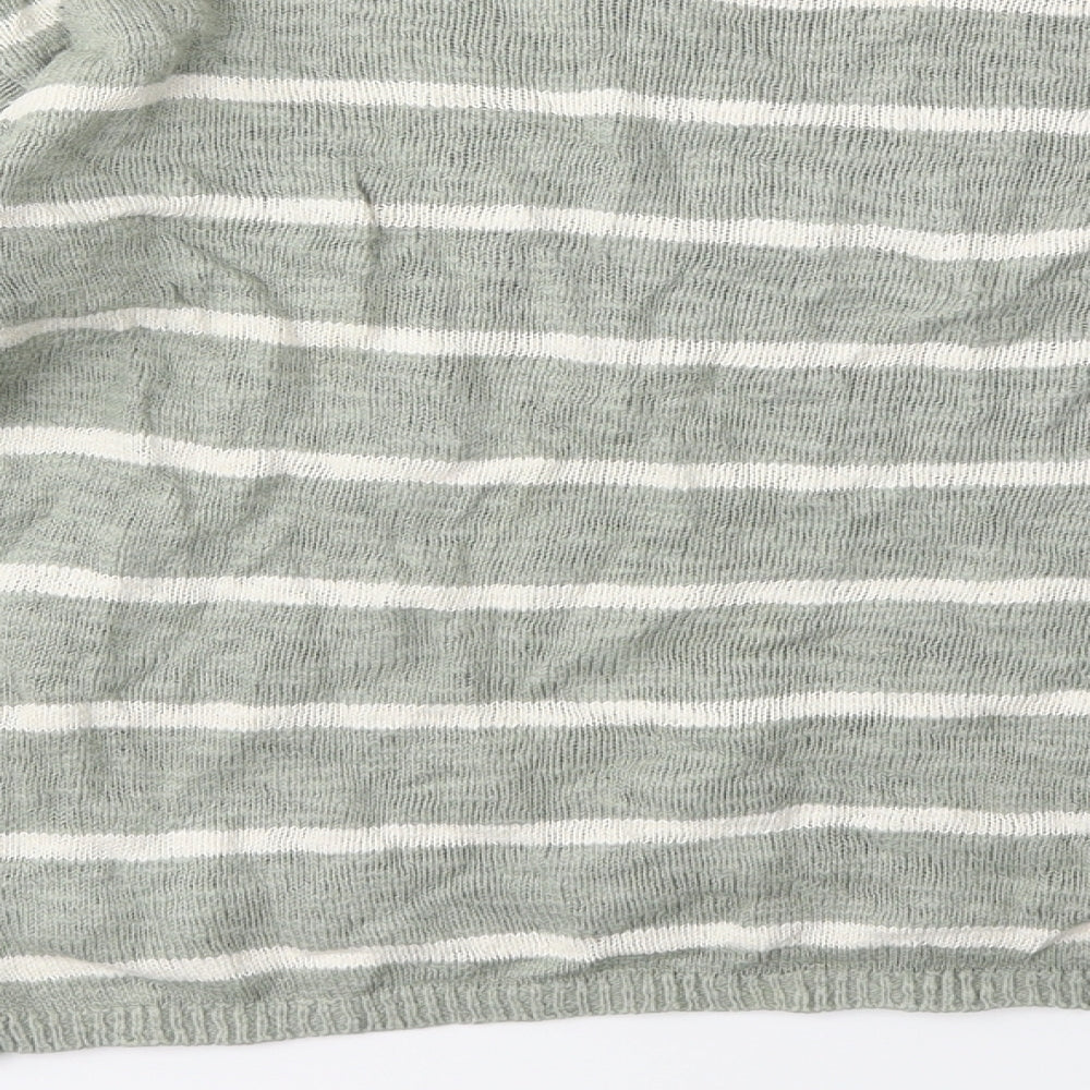 H&M Girls Green Striped Knit Pullover Jumper Size 11-12 Years