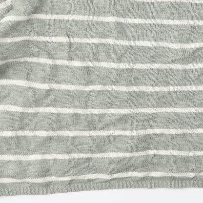 H&M Girls Green Striped Knit Pullover Jumper Size 11-12 Years