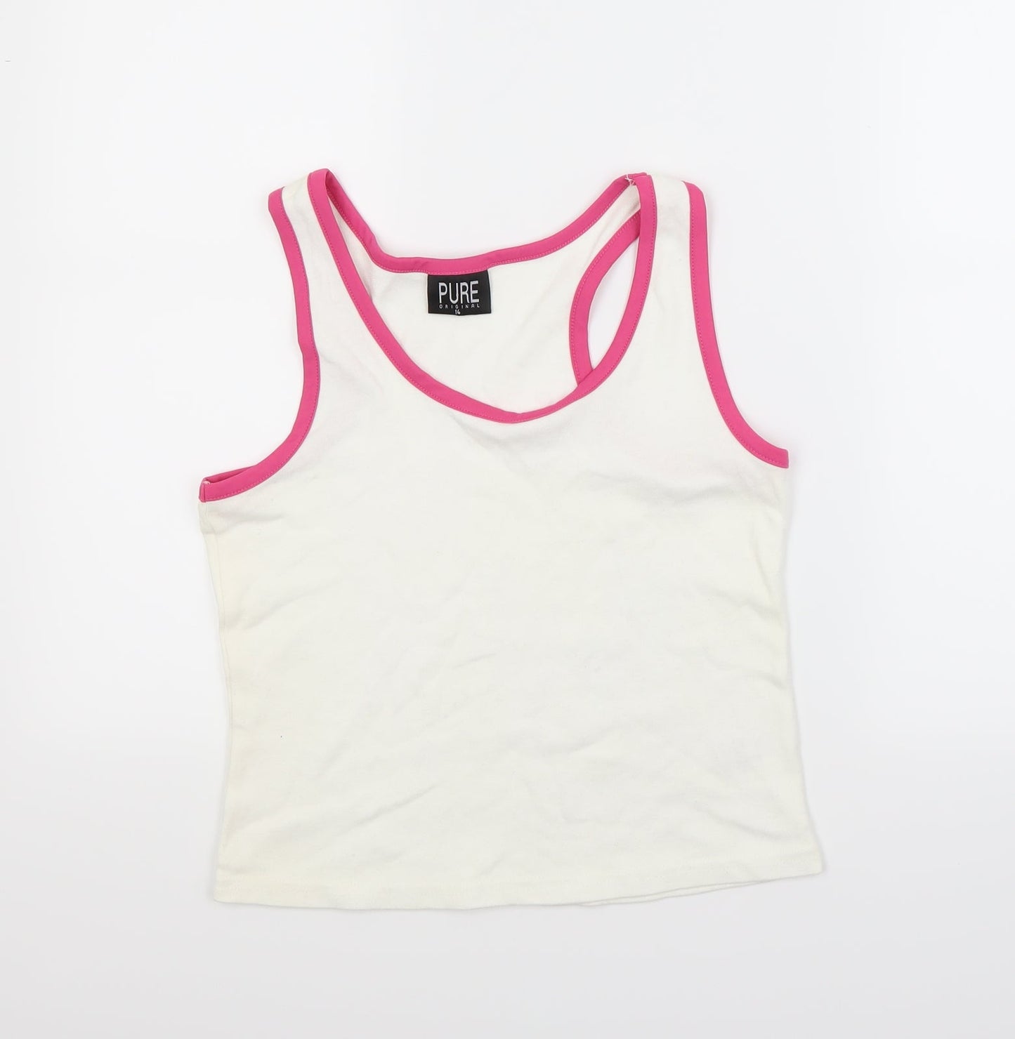 Womens UK Size 14 Pure White Basic T-Shirt