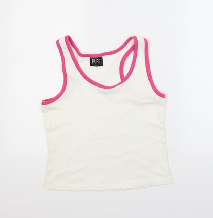 Womens UK Size 14 Pure White Basic T-Shirt