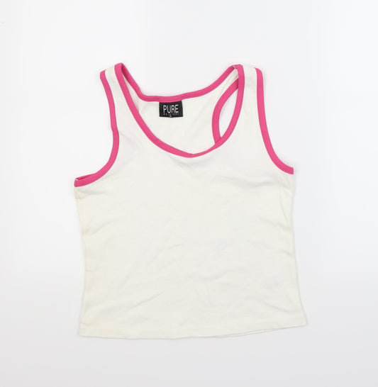 Womens UK Size 14 Pure White Basic T-Shirt