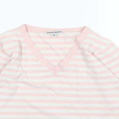 Paolo Feretti Womens Pink Striped Knit Pullover Jumper Size M