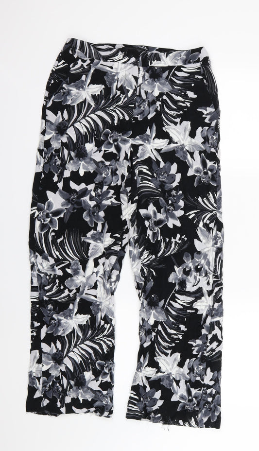 TU Womens Grey Floral  Trousers  Size 10 L27 in - Short leg