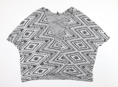 Divided by H&M Womens Grey Geometric Knit Cardigan Jumper Size M
