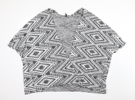 Divided by H&M Womens Grey Geometric Knit Cardigan Jumper Size M