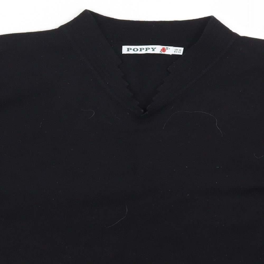 Poppy Womens Black   Pullover Jumper Size 16
