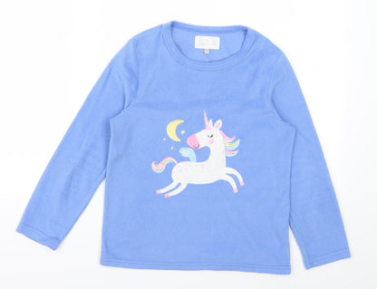 PJ Collections Girls Blue Animal Print Fleece Top Pyjama Top Size 9-10 Years  - Unicorn