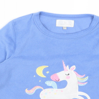 PJ Collections Girls Blue Animal Print Fleece Top Pyjama Top Size 9-10 Years  - Unicorn